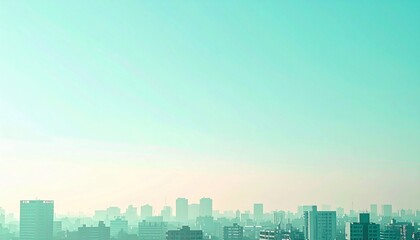 Fototapeta premium Urban skyline at dusk cityscape aerial view soft colors tranquil atmosphere