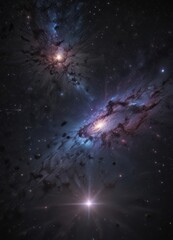 Infinite twinkling stars across a deep black backdrop; vibrant nebulae ,  wonder,  texture