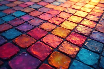 Geometric mosaic tiles, vibrant color palette , seamless, repeat