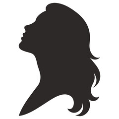 Woman Silhouette Female Profile Head and Face with Hair Outline in Black Transparent PNG Clipart