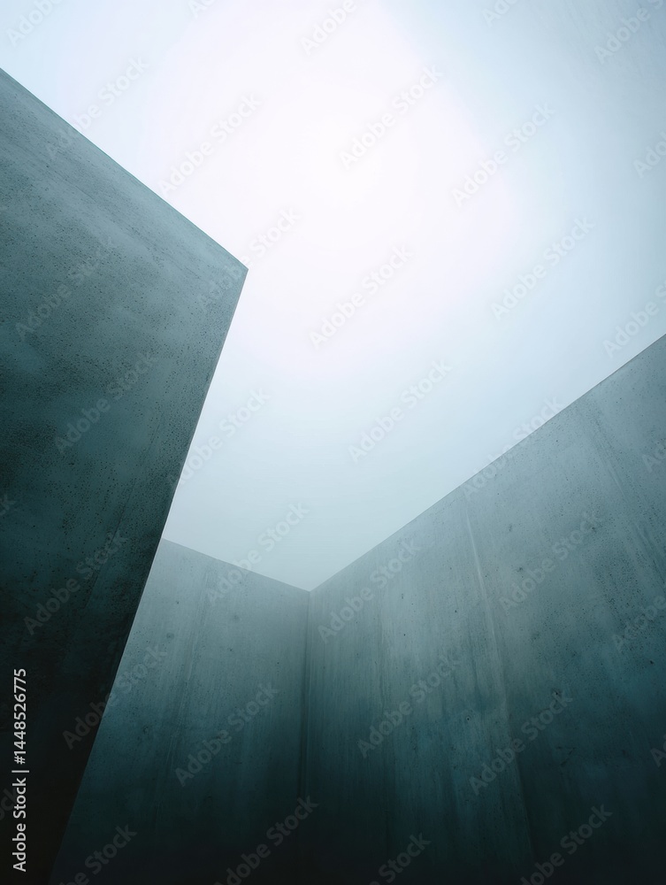 Poster minimalist urban monochrome brutalist architectural silhouettes revealing environmental atmospheric 