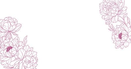 Peony Line Art. Trendy floral peony bouquets and flowers. Botanical Line Drawing Peony Collection. Hand drawn line art peony flowers. Luxury Line Floral Art. Peony Outline