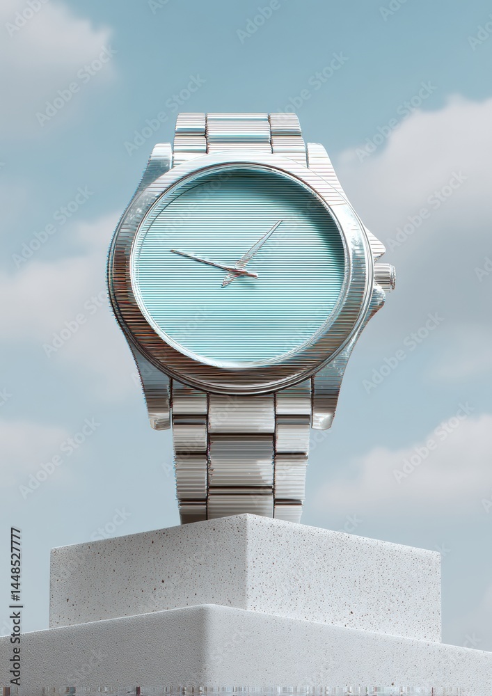 Fototapete digital nostalgia retro-tech minimalist timepiece exploring post-analog aesthetics with glitch-inspi