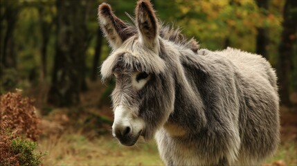 Fototapeta premium Donkey Portrait in Autumn Forest