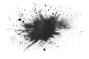A dynamic splash of black powder on a transparent background. showcasing the energy of movement. ideal for creative projects or backgrounds in design