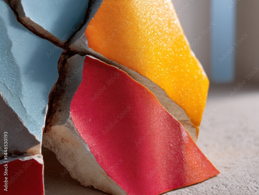 Aufkleber Fragmented Citrus Art Minimalist Color Block Macro Exploring Textural Deconstruction of Organic Forms in Contemporary Design