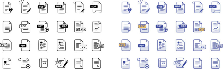 Document icon vector isolated on white background. Paper icon. File Icon, vector set 2