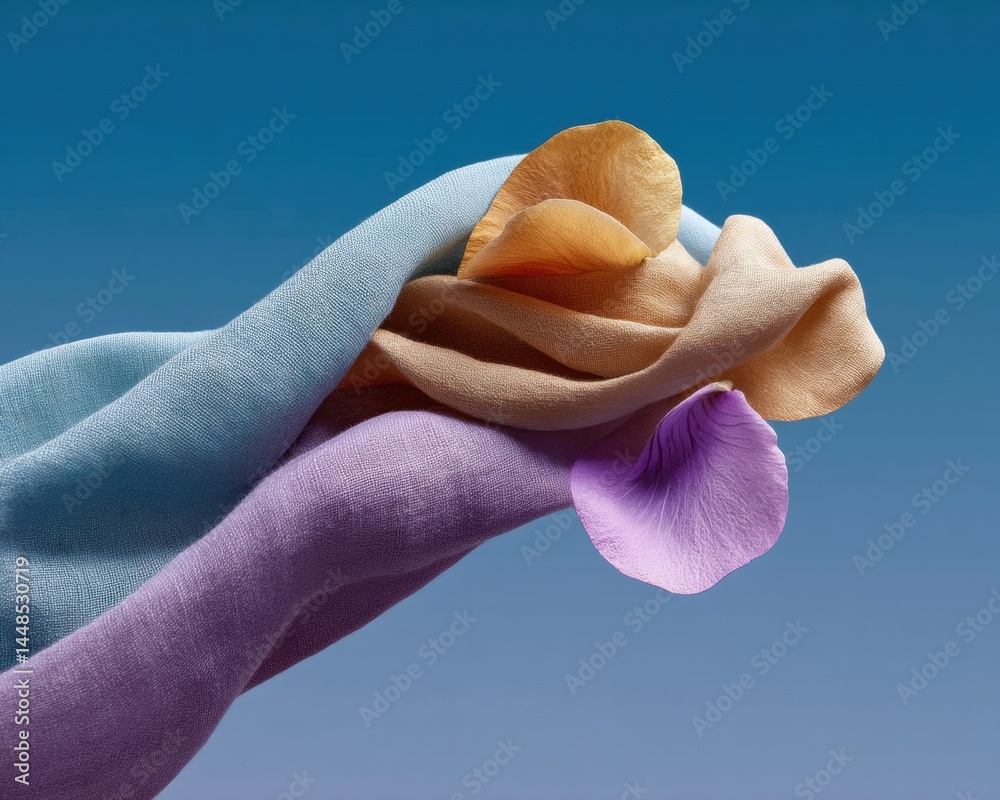 Poster sensory fluidity transformative textile art exploring soft sculpture, color gradients and emotional 