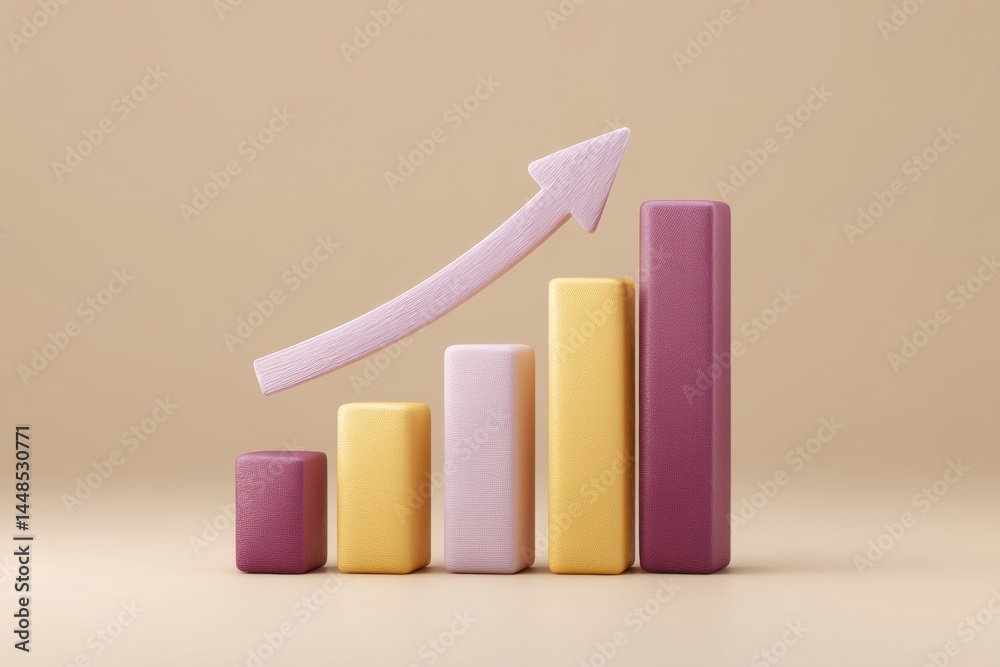 Aufkleber minimalist growth analytics dimensional performance graph showcasing soft pastel business trends for