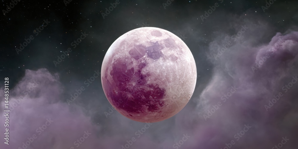 Poster ethereal cosmic eclipse mystical lunar phenomenon with soft lavender tones - celestial for digital a