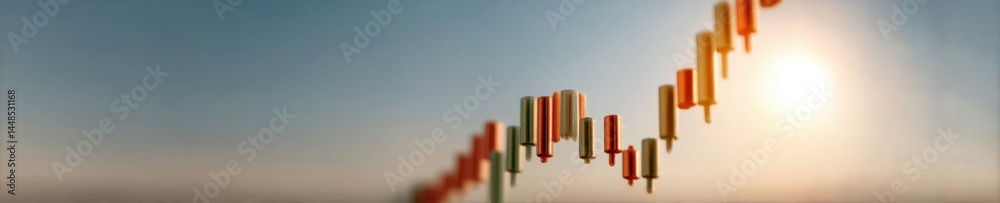 Aufkleber dynamic financial analytics candlestick market trend visualization in golden hour sunlight - emergin