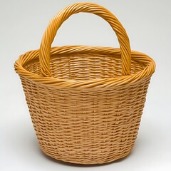 Fototapeta premium A Woven Oval Basket With A Curved Handle In Bright Light
