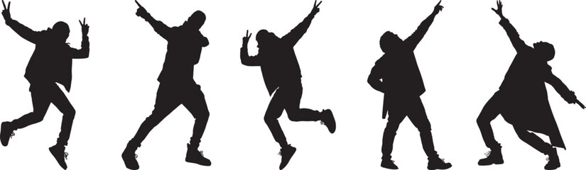 Energetic Silhouettes of Dancers Jumping and Posing