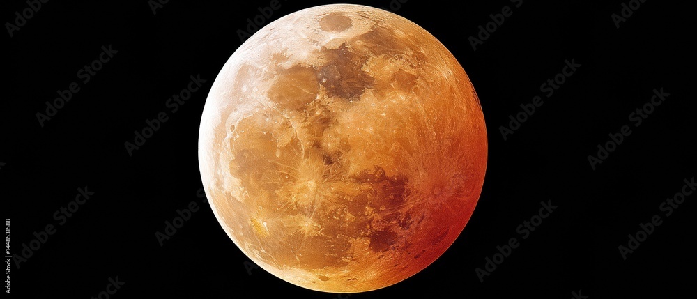 Poster cosmic immersion high-resolution blood moon eclipse visualization for astronomical research, digital