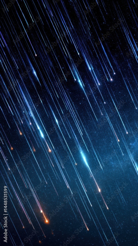 Poster Celestial Dynamics High-Resolution Meteor Shower Visualization - Immersive Cosmic Experience for Digital Content, Science Communication and Astronomical Visualization