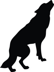 Majestic Wolf Silhouette Howling at Moon Wild Animal Design