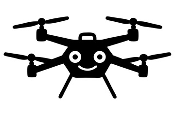 Black drone silhouette with four propellers on transparent background vector art, drone, quadcopter, silhouette, black, vector, transparent, design, aircraft, technology, flying, unmanned, aerial
