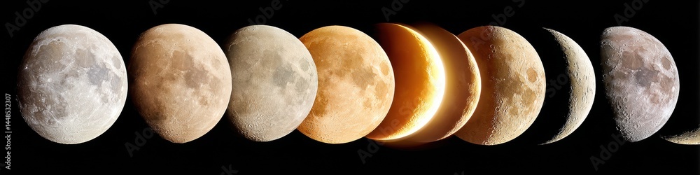 Poster lunar evolution high-definition cosmic cycle visualization - astronomical science, digital learning,