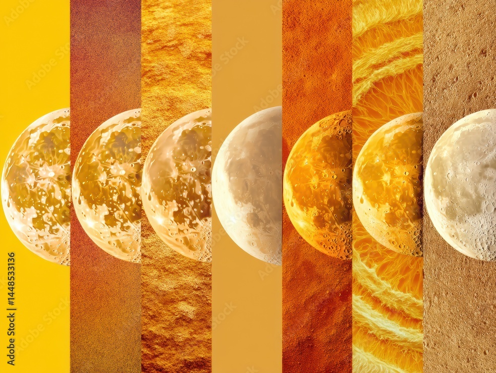 Poster lunar evolution celestial gradient visualization - immersive astronomical narrative for educational 