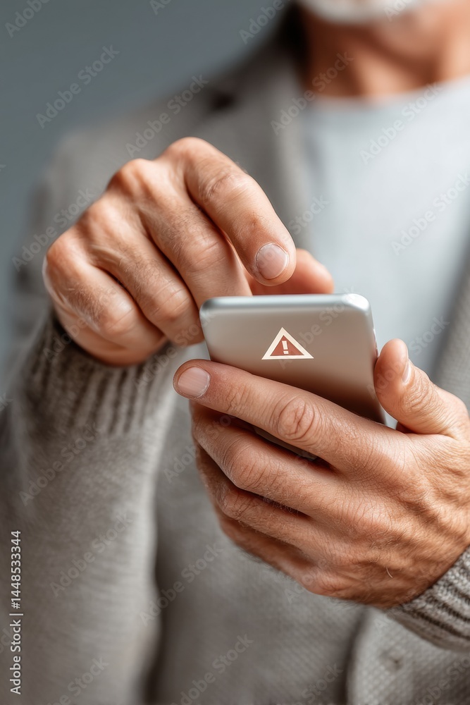 Leinwandbilder minimalist digital defense cybersecurity alert visualization with smartphone warning - gen x profess