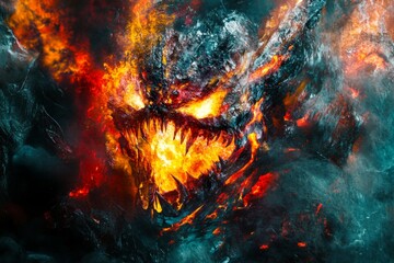 Fototapeta premium Burning alive - nightmares, bad dreams: abstract image of physical state. Twisted imagination. Deep-seated fear. Metaphorical burning alive awareness of fear and despair. Sinister dreams.