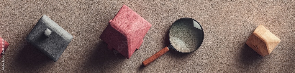 Aufkleber micro-scale real estate insights precision architectural models and magnifying lens reveal innovativ