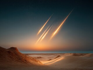 Celestial Wonder Immersive Astronomical Landscape Capturing Meteor Shower Dynamics - Breathtaking Dark Sky Tourism and Cosmic Experience Marketing