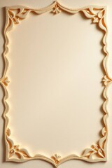 Elegant Golden Ornate Frame:  Subtle Beige Background, Intricate Floral Design