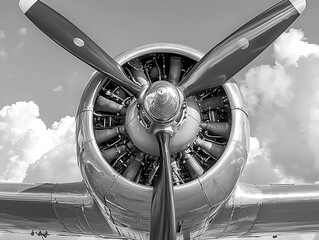Close-up of a vintage airplane propeller