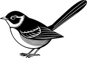 Cute Bird Vector Line Art Illustration – Clipart, Logo Icon, Black and White Bird Drawing
