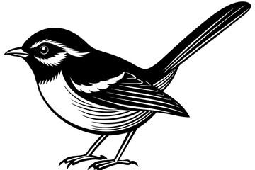 Cute Bird Vector Line Art Illustration – Clipart, Logo Icon, Black and White Bird Drawing