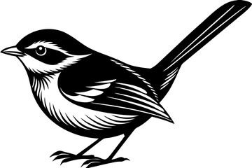 Cute Bird Vector Line Art Illustration – Clipart, Logo Icon, Black and White Bird Drawing