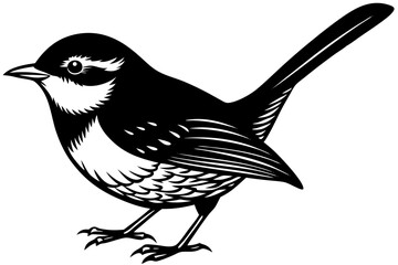Cute Bird Vector Line Art Illustration – Clipart, Logo Icon, Black and White Bird Drawing