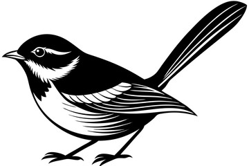 Cute Bird Vector Line Art Illustration – Clipart, Logo Icon, Black and White Bird Drawing