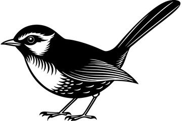 Cute Bird Vector Line Art Illustration – Clipart, Logo Icon, Black and White Bird Drawing