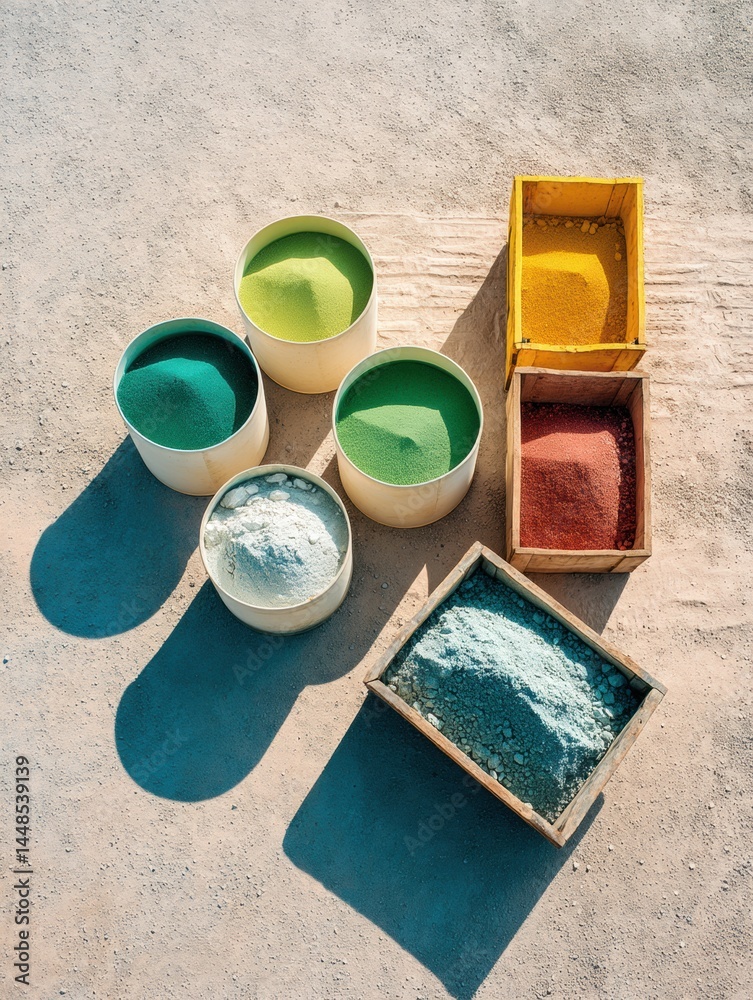 Poster chromatic pigment palette sustainable design materials showcasing earthy color gradients for creativ