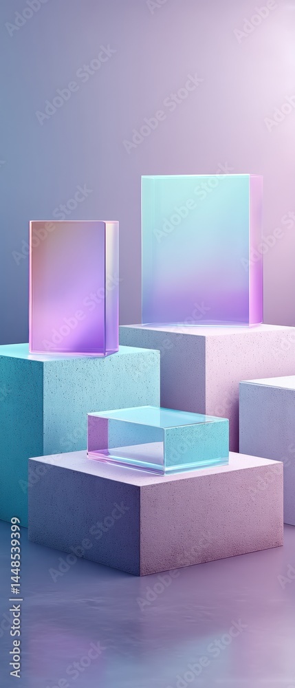 Aufkleber holographic minimalist product display geometric gradient podiums for next-gen branding - immersive 