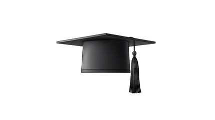 A classic black graduation cap with a tassel. symbolizing academic achievement. set against a plain background. ideal for educational themes and graduation announcements