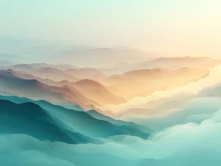 Ethereal Mountain Gradient Minimalist Landscape Visualization Exploring Digital Art, Emotional Serenity, and Tranquil Design Innovation for Modern Wellness Aesthetics