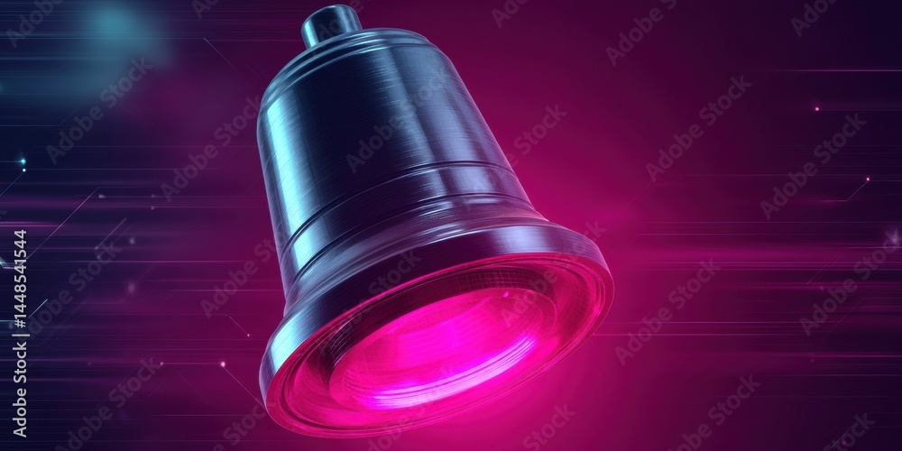 Poster cyberpunk safety tech futuristic emergency alert bell with neon gradient illumination - high-perform