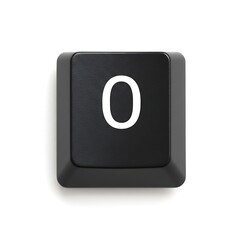 Close-up of a Single Black Keyboard Key with Number Zero