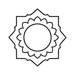 minimal indian mandala frame border vector line art