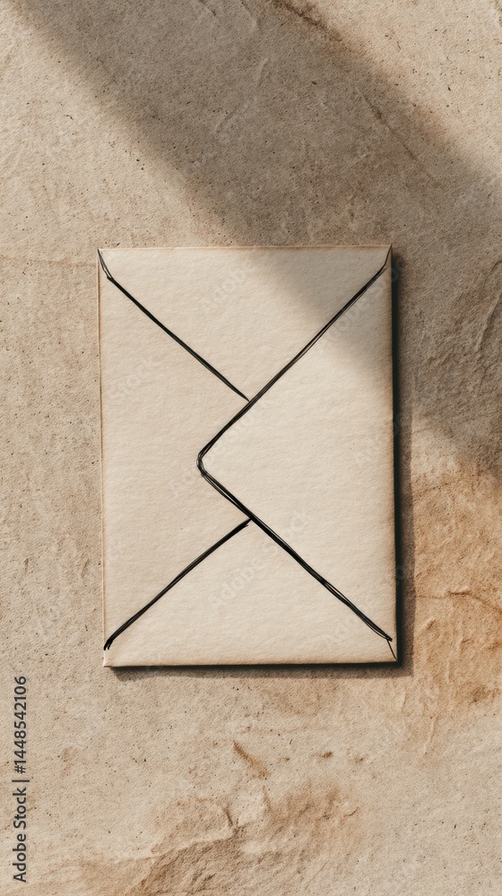Poster minimalist digital communication icon elegant neutral-tone envelope design for modern marketing stra