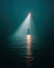 Navigational Resilience Cinematic Maritime Safety Beacon Illuminating Dark Oceanic Depths - Technological Guidance in Extreme Environmental Conditions
