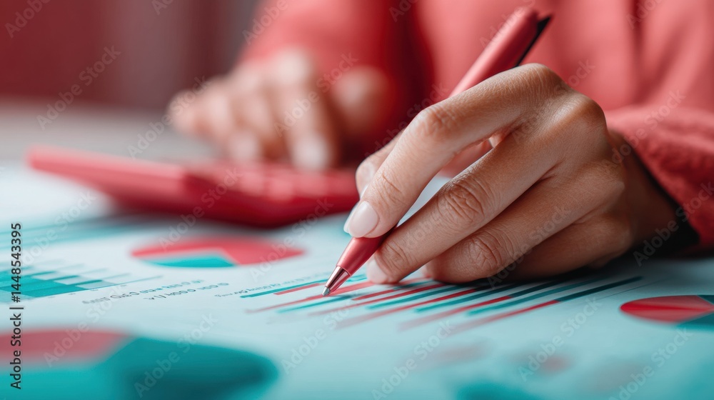 Poster minimalist data visualization gen z financial analytics with coral and teal color story - strategic 