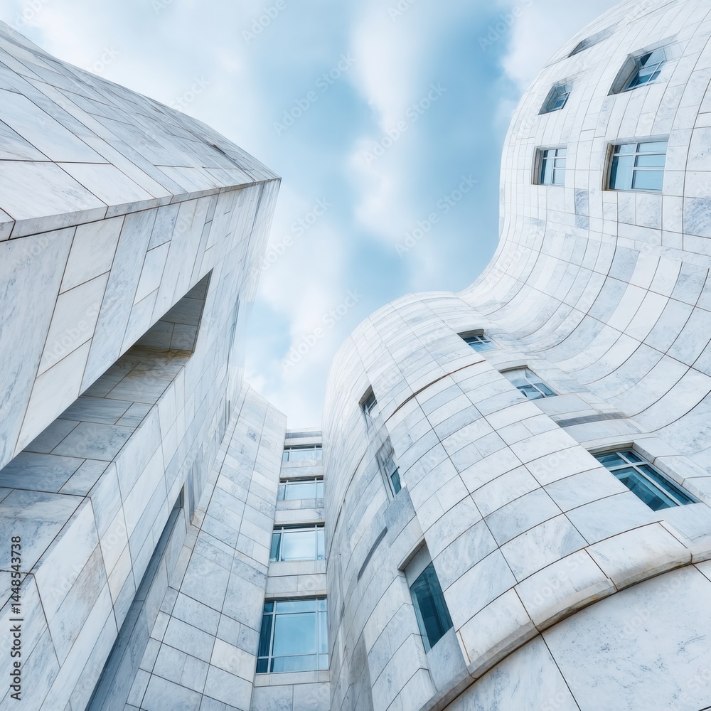 Poster fluid futurism parametric european legislative architecture - innovative governmental design capturi