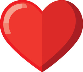 3D Red Heart Icon with Shiny Gloss Effect on White Background Love, Romance, and Emotion Concept

