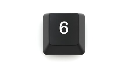 Close-up of a single black keyboard key with the number six