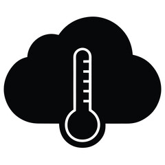 Low Temperature Cloud With Thermometer Depicting Cold Weather In Black And White.
