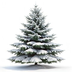 Obraz premium Christmas tree with snow isolated on white